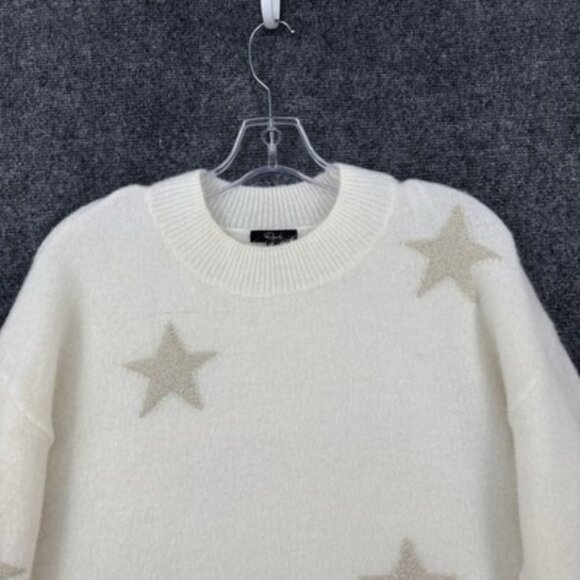 Rails Kana Sweater Off White Gold Stars Women’s XS Quiet Luxury Preppy - Picture 2 of 10
